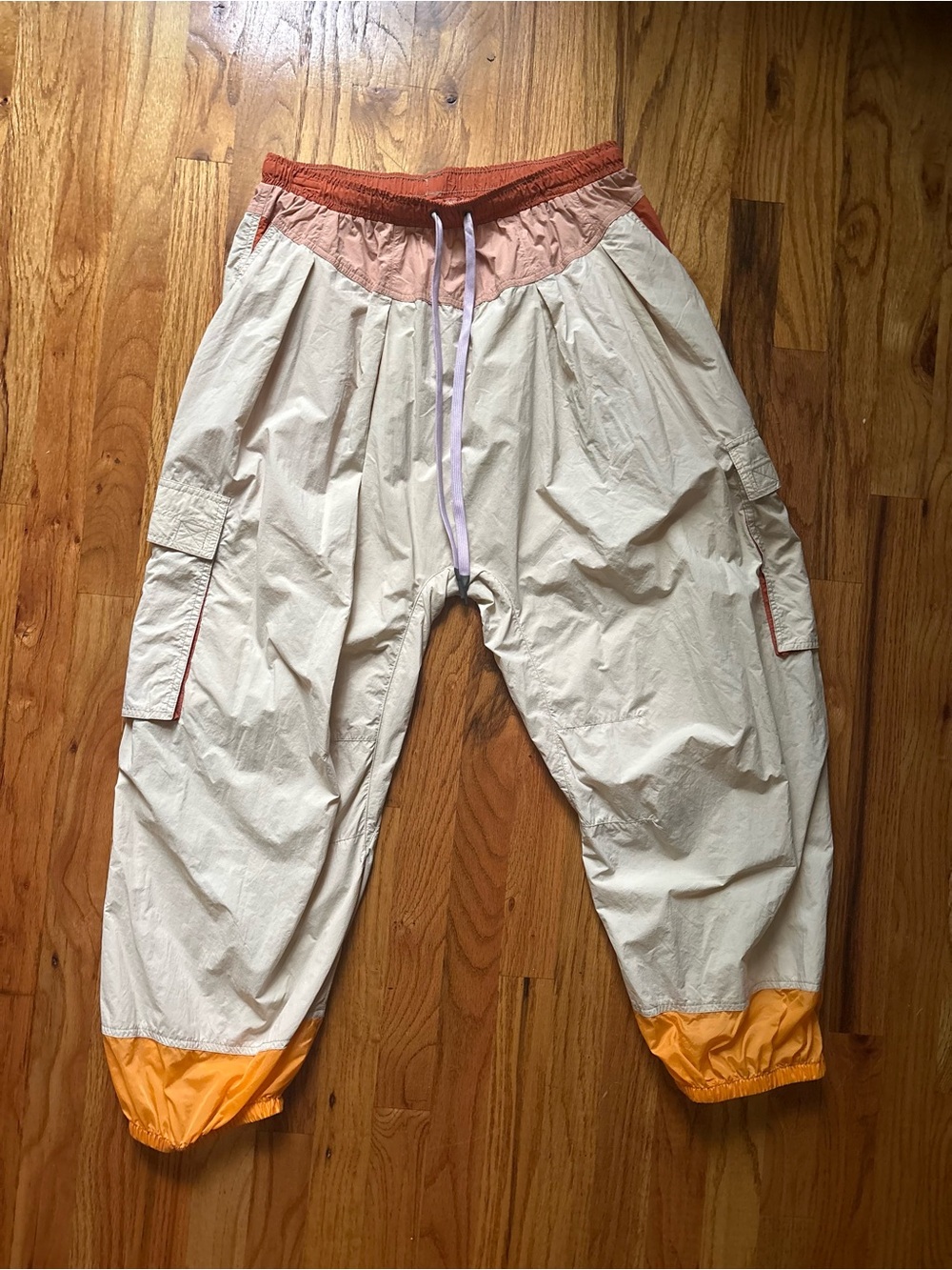 Free People Movement Cream and Orange Colorblock Cargo Joggers